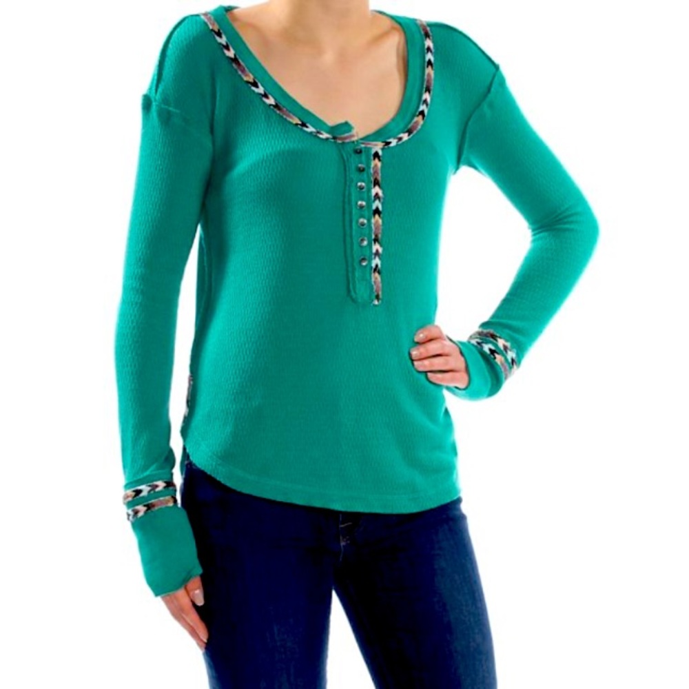 NWT We The Free - Free People Long Sleeve Scoop Neck Thermal Shirt Size Small